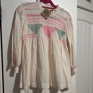 Ivy Jane Cream Blouse with Pink and Green Patterns
